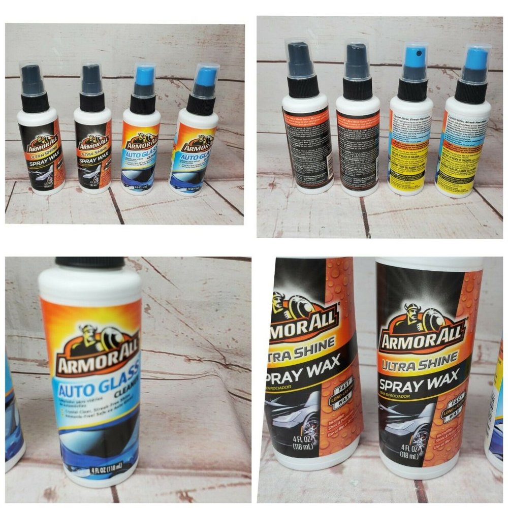 Armor All Ultra Shine Spray Wax And Auto Glass Cleaner 4 Ounce Bundle Car Care